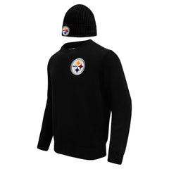 Pro Standard Crewneck Pullover Sweater & Cuffed Knit Hat Box Gift Set - Pittsburgh Steelers Hats