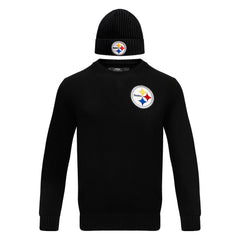 Pro Standard Crewneck Pullover Sweater & Cuffed Knit Hat Box Gift Set - Pittsburgh Steelers Hats