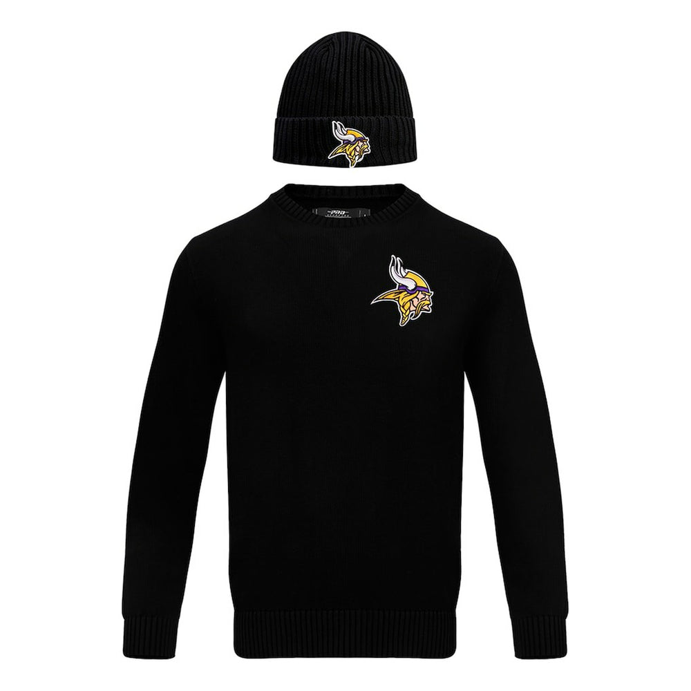 Pro Standard Crewneck Pullover Sweater & Cuffed Knit Hat Box Gift Set - Minnesota Vikings Hats