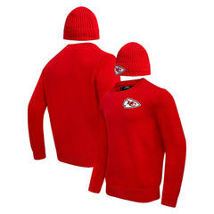 Pro Standard Crewneck Pullover Sweater & Cuffed Knit Hat Box Gift Set - Kansas City Chiefs Hats
