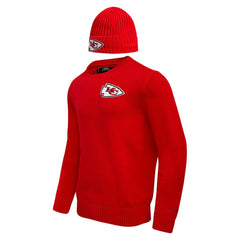 Pro Standard Crewneck Pullover Sweater & Cuffed Knit Hat Box Gift Set - Kansas City Chiefs Hats
