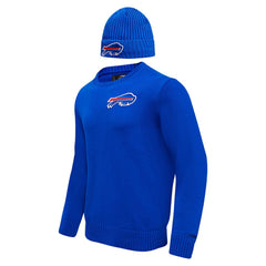 Pro Standard Crewneck Pullover Sweater & Cuffed Knit Hat Box Gift Set - Buffalo Bills Hats