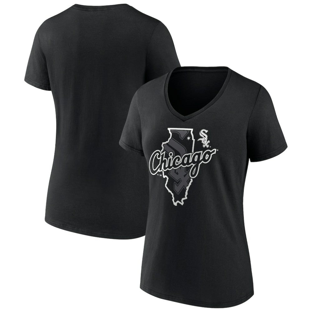 Black Chicago White Sox Women's Hometown Sox State V-Neck T-Shirt