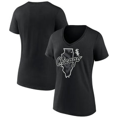 Black Chicago White Sox Women's Hometown Sox State V-Neck T-Shirt