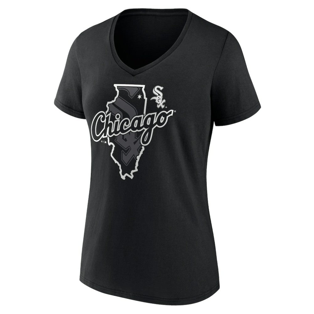 Black Chicago White Sox Women's Hometown Sox State V-Neck T-Shirt