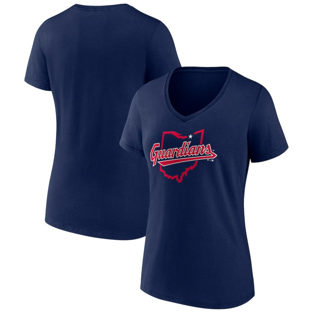 Navy Cleveland Guardians Women's Hometown State Guard V-Neck T-Shirt