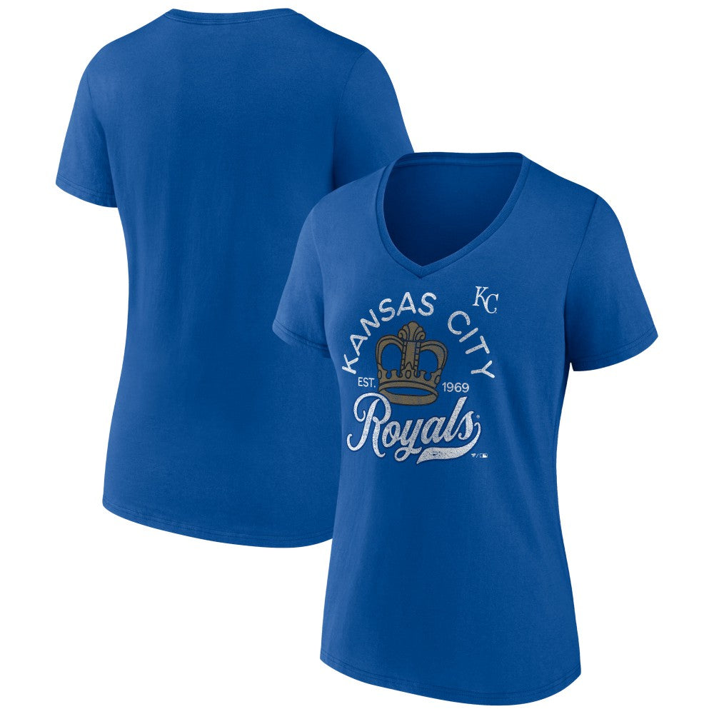 Royal Kansas City Royals Women's Hometown Retro Crown V-Neck T-Shirt