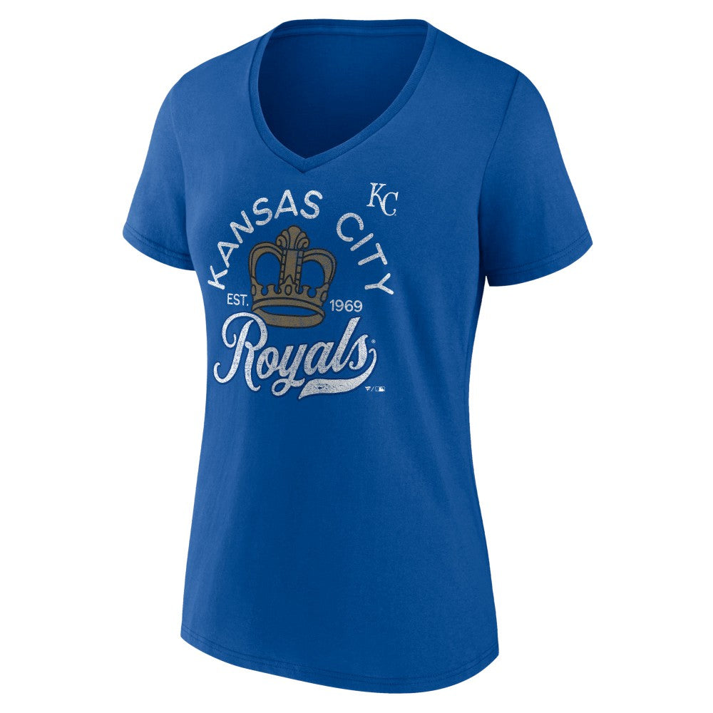 Royal Kansas City Royals Women's Hometown Retro Crown V-Neck T-Shirt