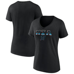 Black Miami Marlins Women's Hometown Baseball 305 V-Neck T-Shirt