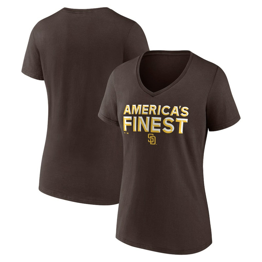Brown San Diego Padres Women's Hometown 619 Beisbol V-Neck T-Shirt