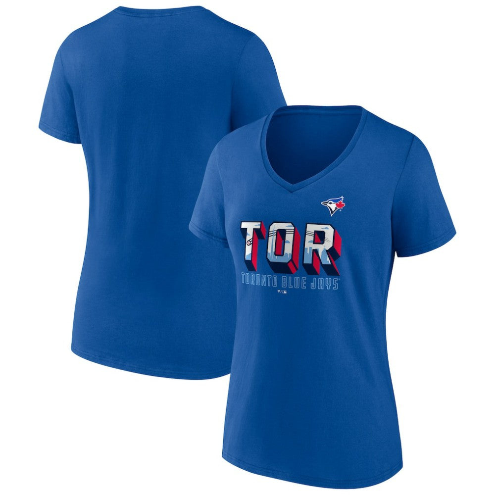 Royal Toronto Blue Jays Women's Hometown In The 416 V-Neck T-Shirt