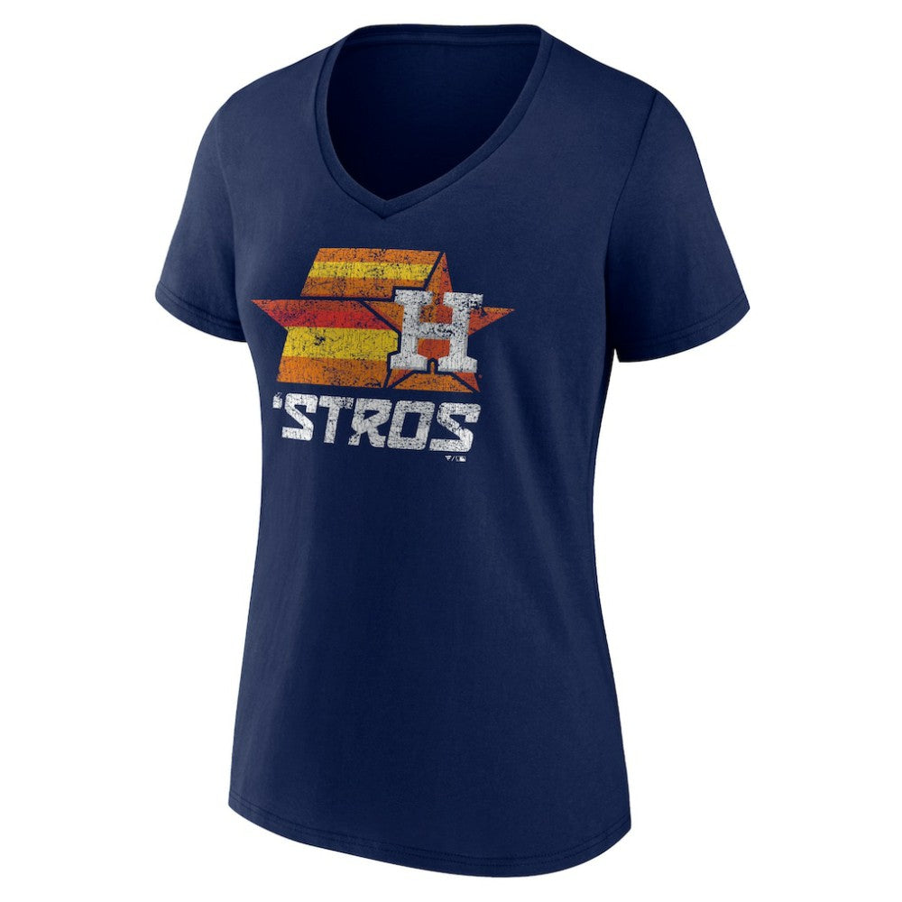 Navy Houston Astros Women's Hometown Throwback Stros V-Neck T-Shirt