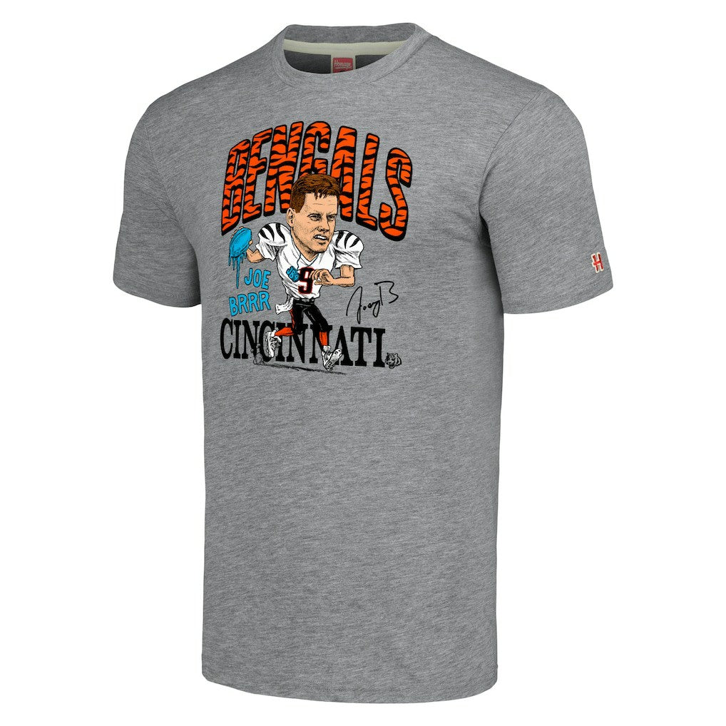 Joe Burrow  Homage Unisex Caricature Player Tri-Blend T-Shirt - Cincinnati Bengals T-shirts