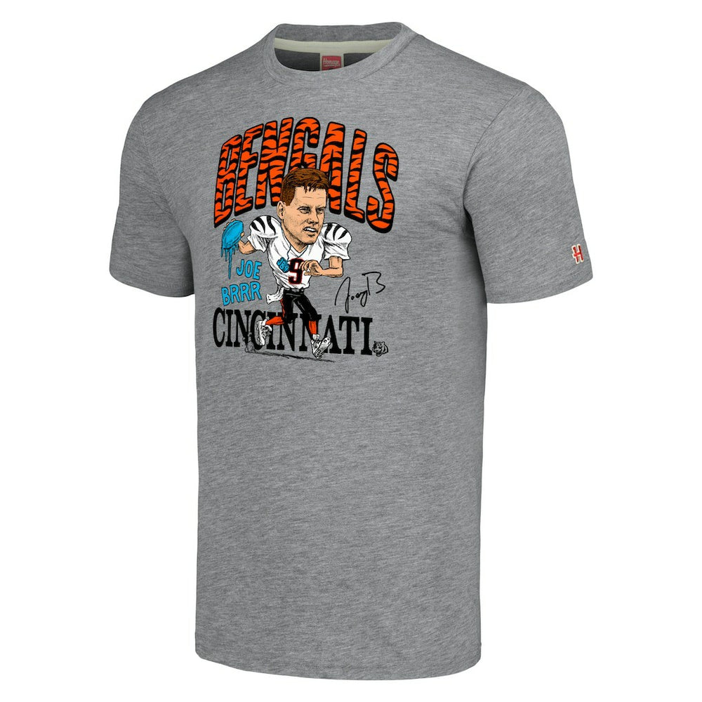 Joe Burrow  Homage Unisex Caricature Player Tri-Blend T-Shirt - Cincinnati Bengals T-shirts