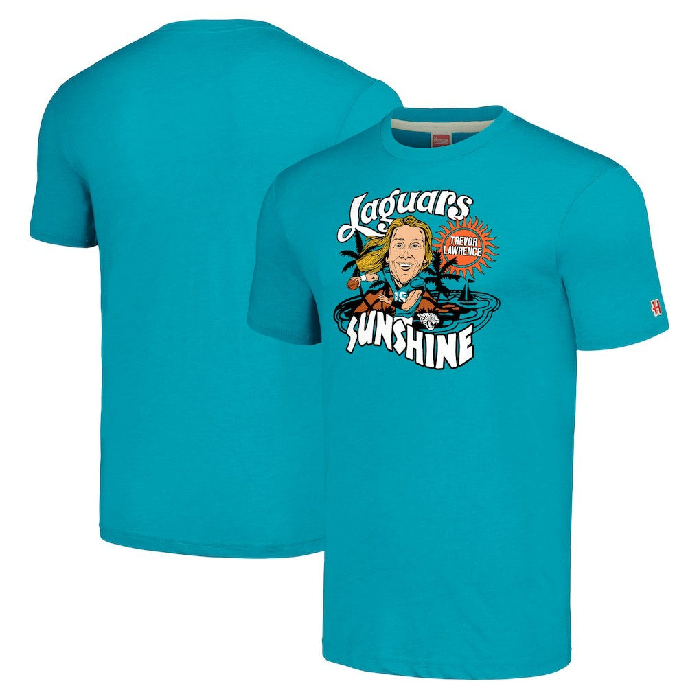 Trevor Lawrence  Homage Unisex Caricature Player Tri-Blend T-Shirt - Jacksonville Jaguars T-shirts