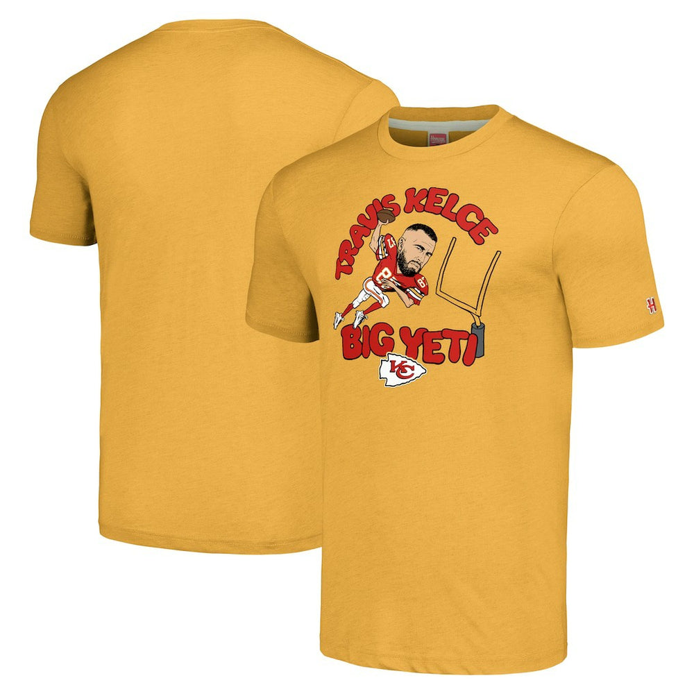 Travis Kelce  Homage Unisex Caricature Player Tri-Blend T-Shirt - Kansas City Chiefs T-shirts