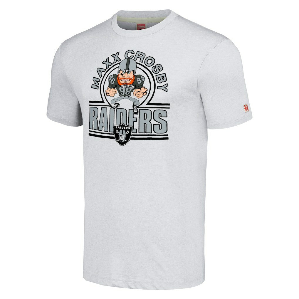 Maxx Crosby  Homage Unisex Caricature Player Tri-Blend T-Shirt - Las Vegas Raiders T-shirts