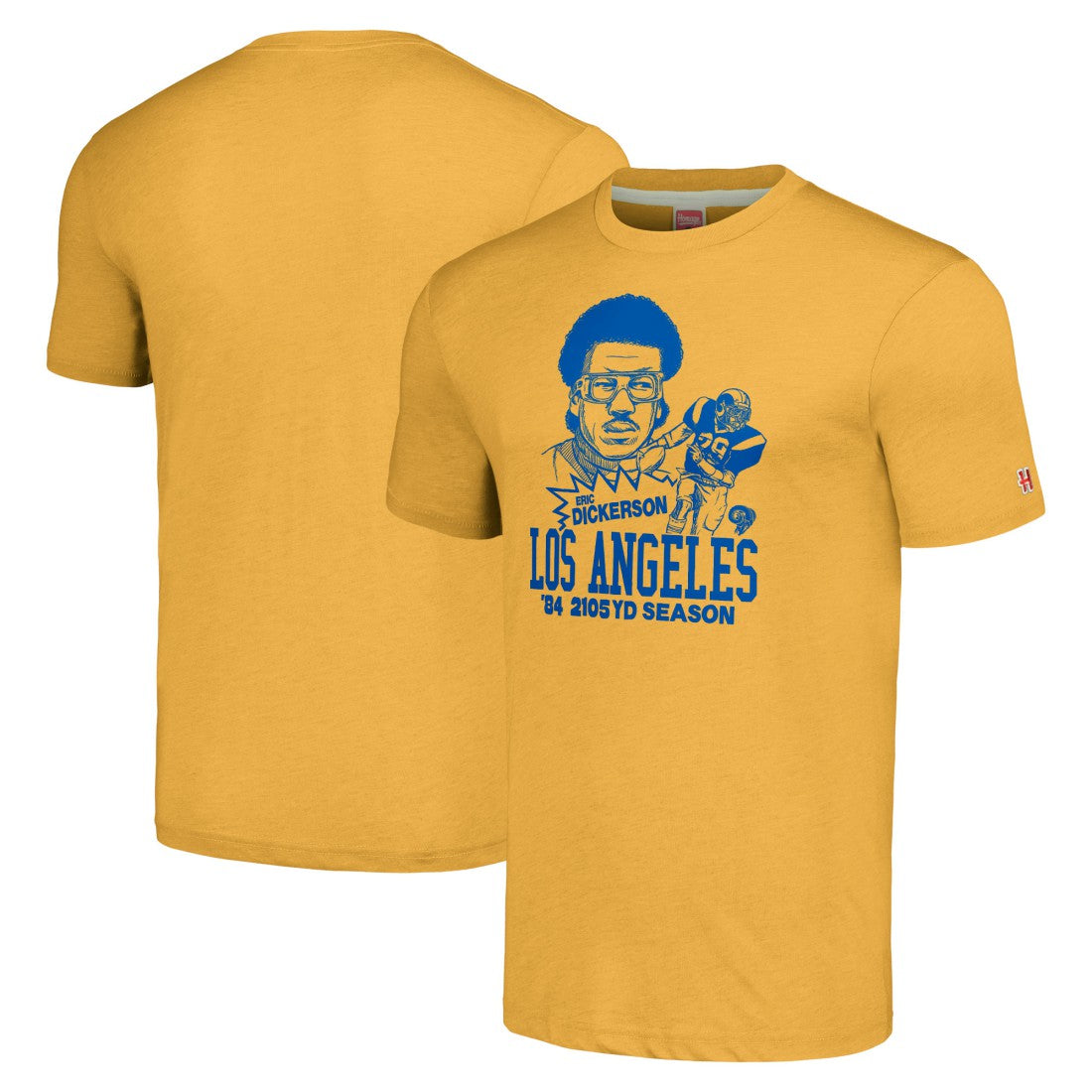 Eric Dickerson  Homage Unisex Caricature Retired Player Tri-Blend T-Shirt - Los Angeles Rams T-shirts