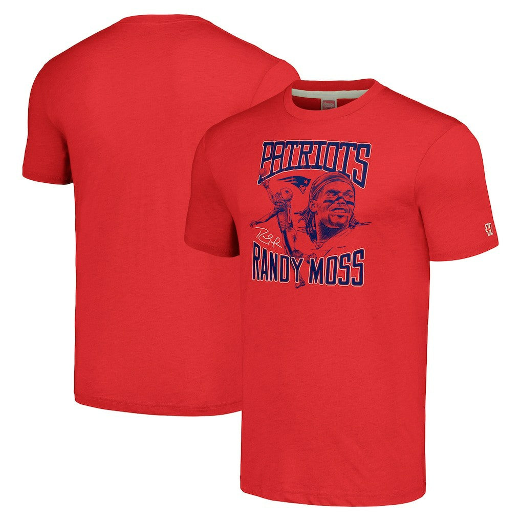 Randy Moss  Homage Unisex Caricature Retired Player Tri-Blend T-Shirt - New England Patriots T-shirts