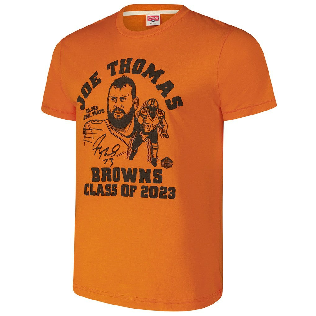 Joe Thomas  Homage Unisex Caricature Retired Player Tri-Blend T-Shirt - Cleveland Browns T-shirts