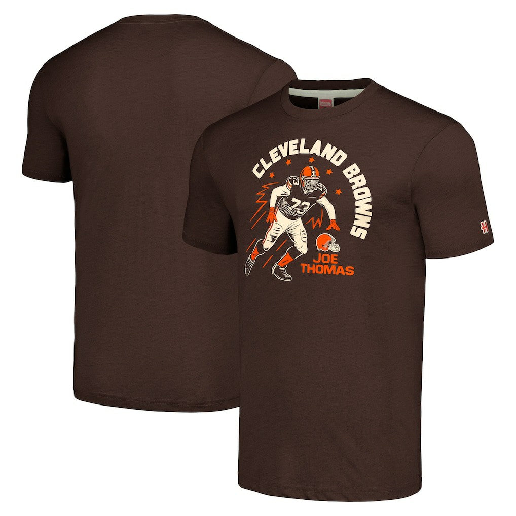 Joe Thomas  Homage Unisex Caricature Retired Player Tri-Blend T-Shirt - Cleveland Browns T-shirts