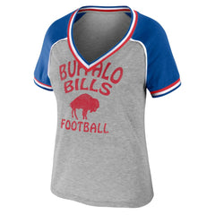 WEAR by Erin Andrews Women's Cropped Raglan Throwback V-Neck T-Shirt - Buffalo Bills T-shirts