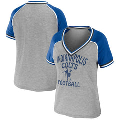 WEAR by Erin Andrews Women's Cropped Raglan Throwback V-Neck T-Shirt - Indianapolis Colts T-shirts