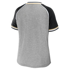 WEAR by Erin Andrews Women's Cropped Raglan Throwback V-Neck T-Shirt - New Orleans Saints T-shirts
