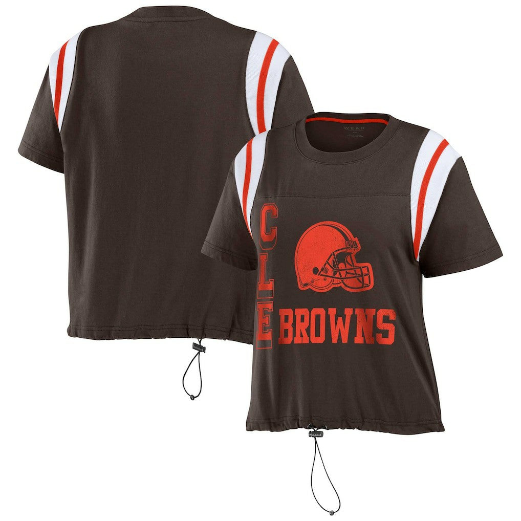 WEAR by Erin Andrews Women's Cinched Colorblock T-Shirt - Cleveland Browns T-shirts