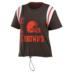 WEAR by Erin Andrews Women's Cinched Colorblock T-Shirt - Cleveland Browns T-shirts