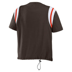 WEAR by Erin Andrews Women's Cinched Colorblock T-Shirt - Cleveland Browns T-shirts