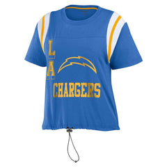 WEAR by Erin Andrews Women's Cinched Colorblock T-Shirt - Los Angeles Chargers T-shirts