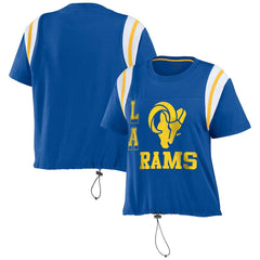 WEAR by Erin Andrews Women's Cinched Colorblock T-Shirt - Los Angeles Rams T-shirts