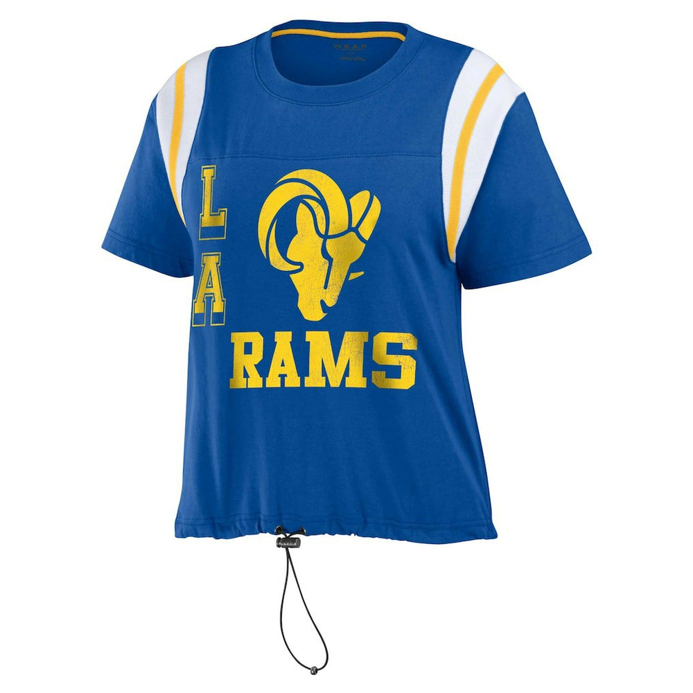 WEAR by Erin Andrews Women's Cinched Colorblock T-Shirt - Los Angeles Rams T-shirts