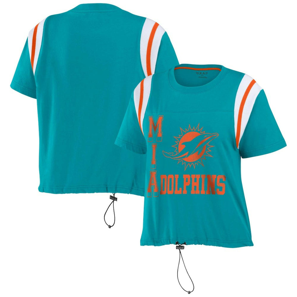 WEAR by Erin Andrews Women's Cinched Colorblock T-Shirt - Miami Dolphins T-shirts