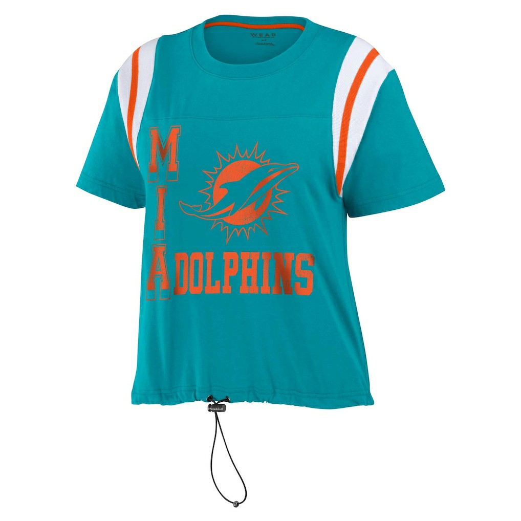 WEAR by Erin Andrews Women's Cinched Colorblock T-Shirt - Miami Dolphins T-shirts