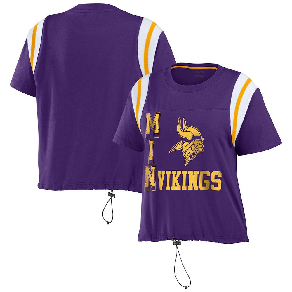 WEAR by Erin Andrews Women's Cinched Colorblock T-Shirt - Minnesota Vikings T-shirts