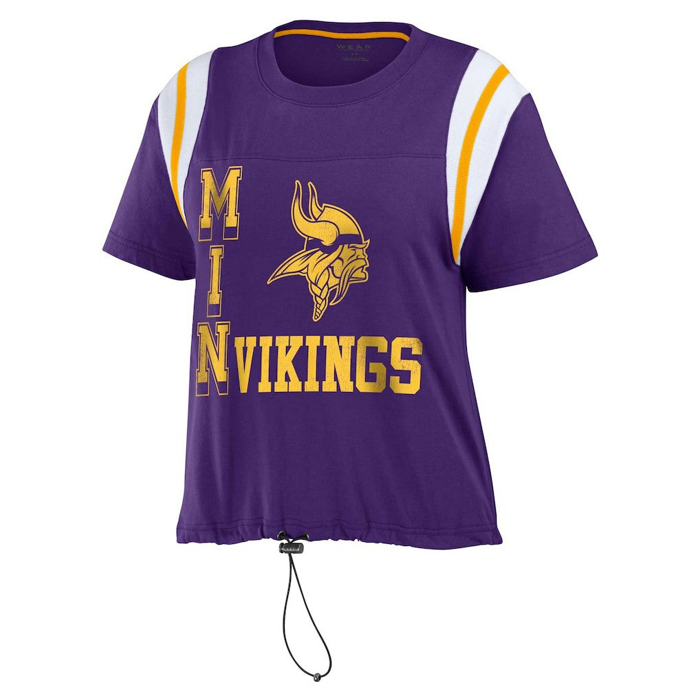 WEAR by Erin Andrews Women's Cinched Colorblock T-Shirt - Minnesota Vikings T-shirts