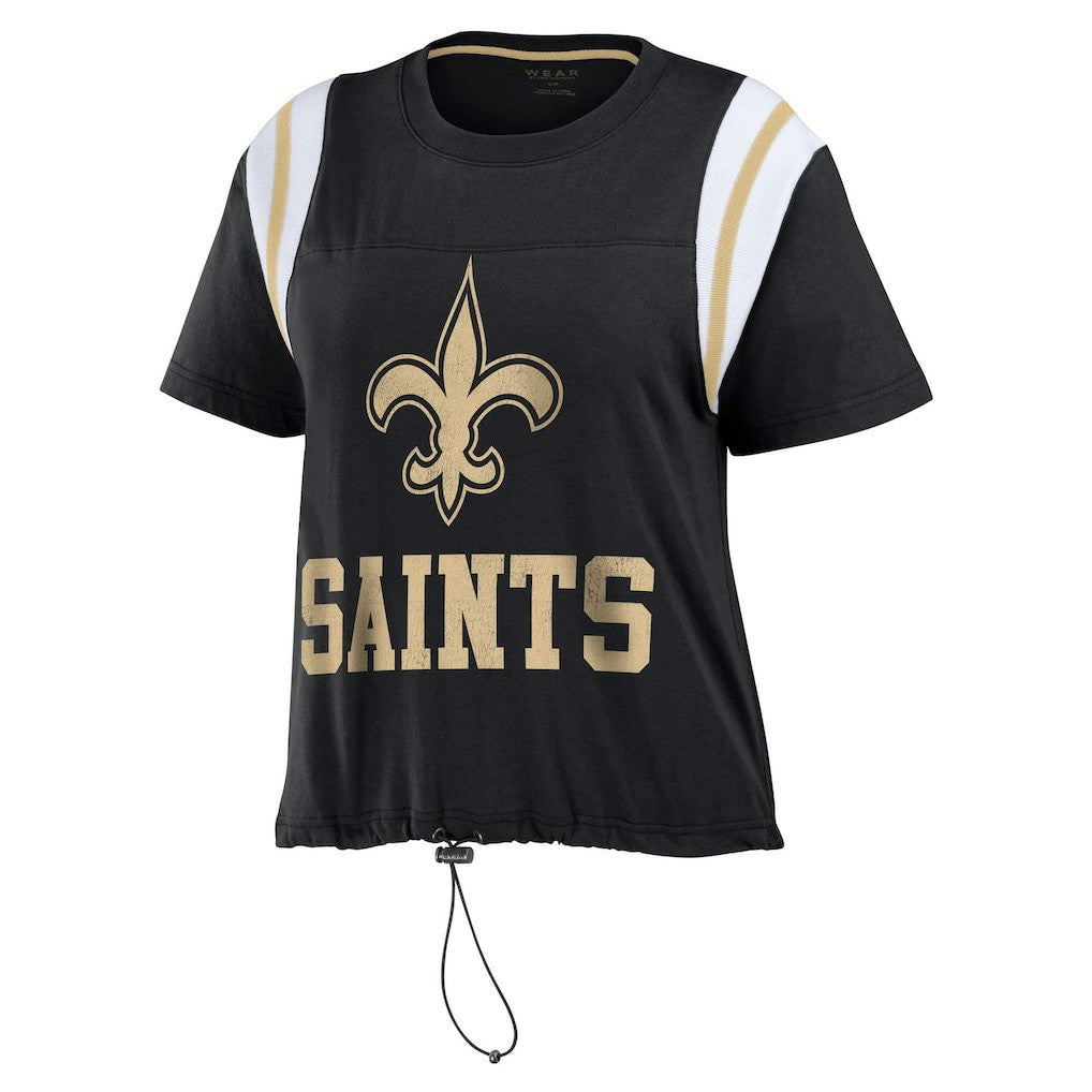 WEAR by Erin Andrews Women's Cinched Colorblock T-Shirt - New Orleans Saints T-shirts