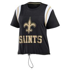 WEAR by Erin Andrews Women's Cinched Colorblock T-Shirt - New Orleans Saints T-shirts