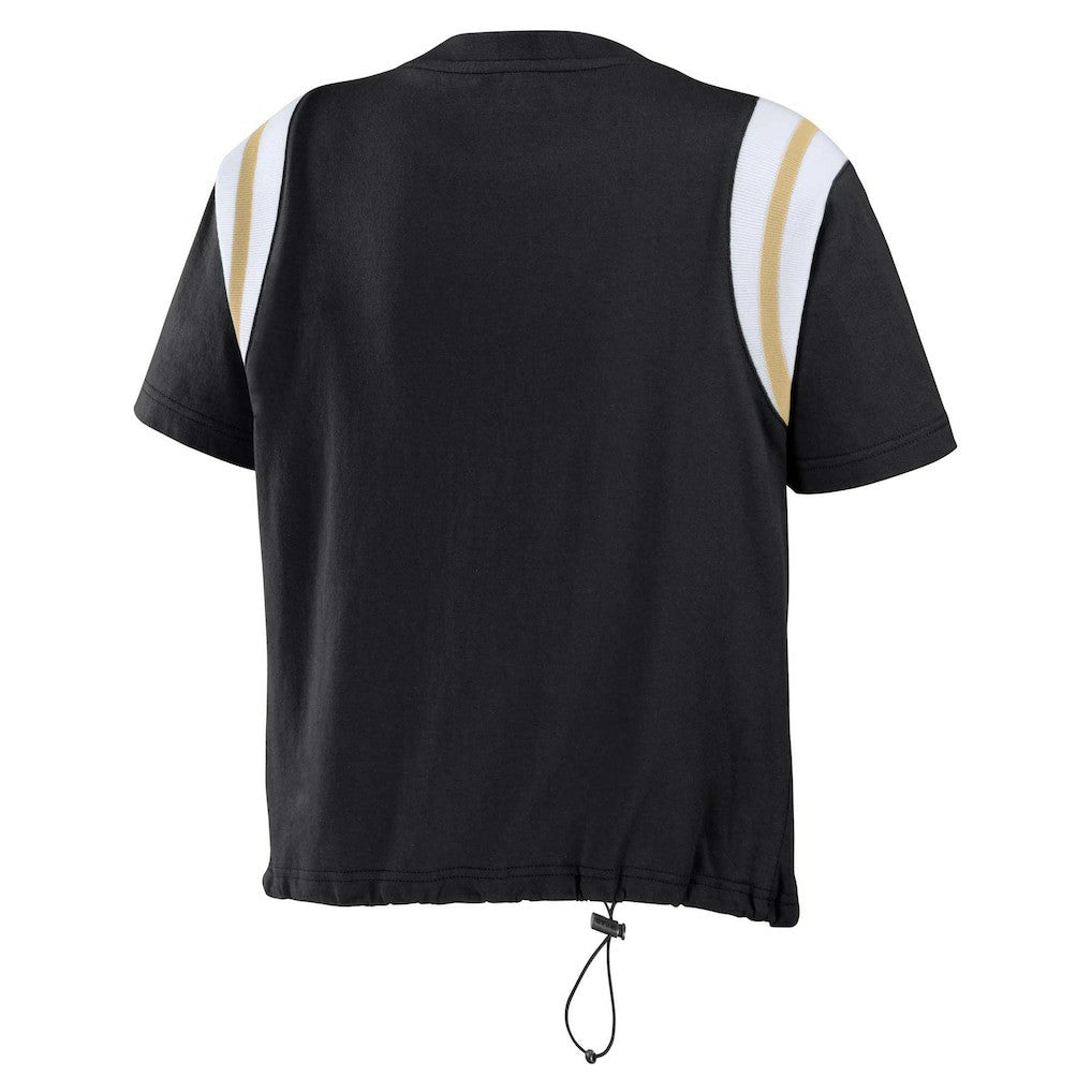 WEAR by Erin Andrews Women's Cinched Colorblock T-Shirt - New Orleans Saints T-shirts