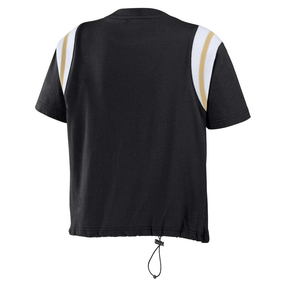 WEAR by Erin Andrews Women's Cinched Colorblock T-Shirt - New Orleans Saints T-shirts