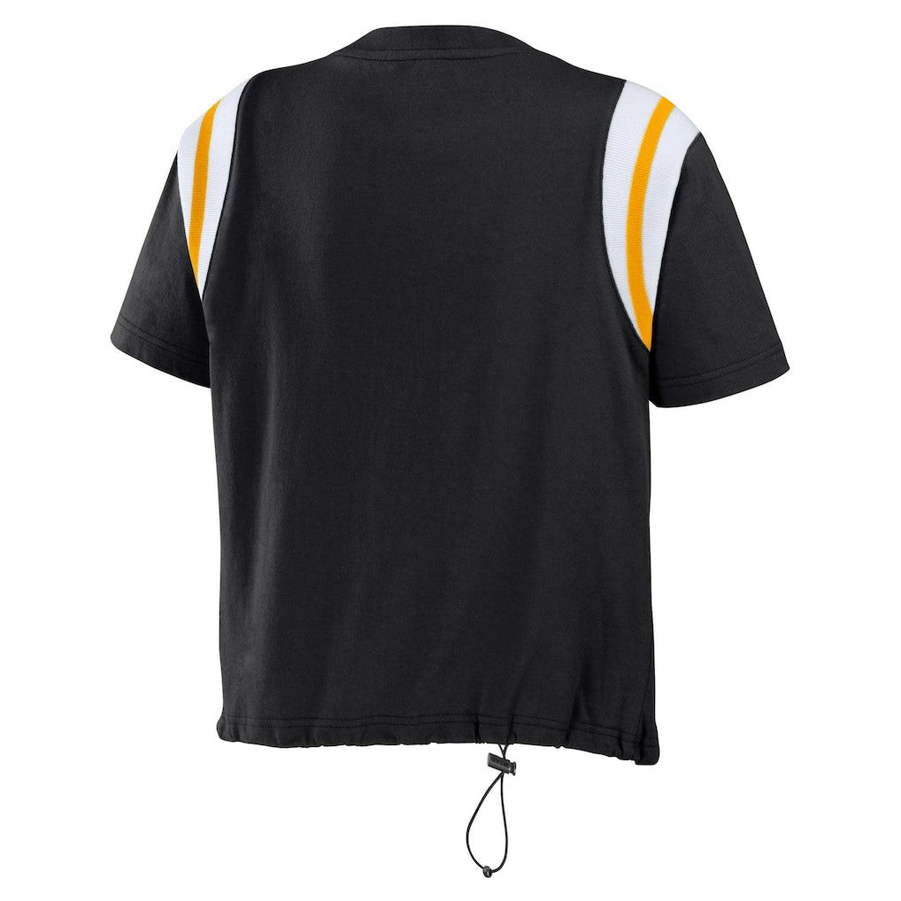 WEAR by Erin Andrews Women's Cinched Colorblock T-Shirt - Pittsburgh Steelers T-shirts