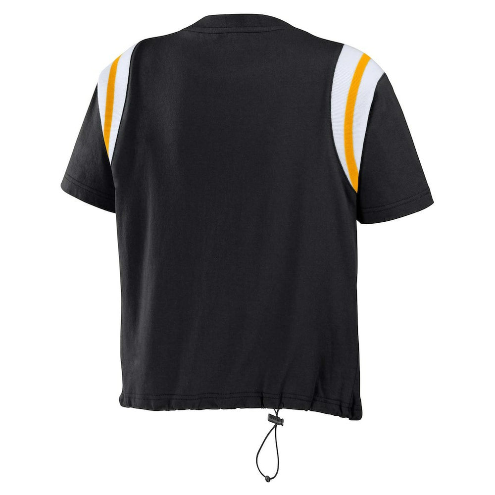 WEAR by Erin Andrews Women's Cinched Colorblock T-Shirt - Pittsburgh Steelers T-shirts