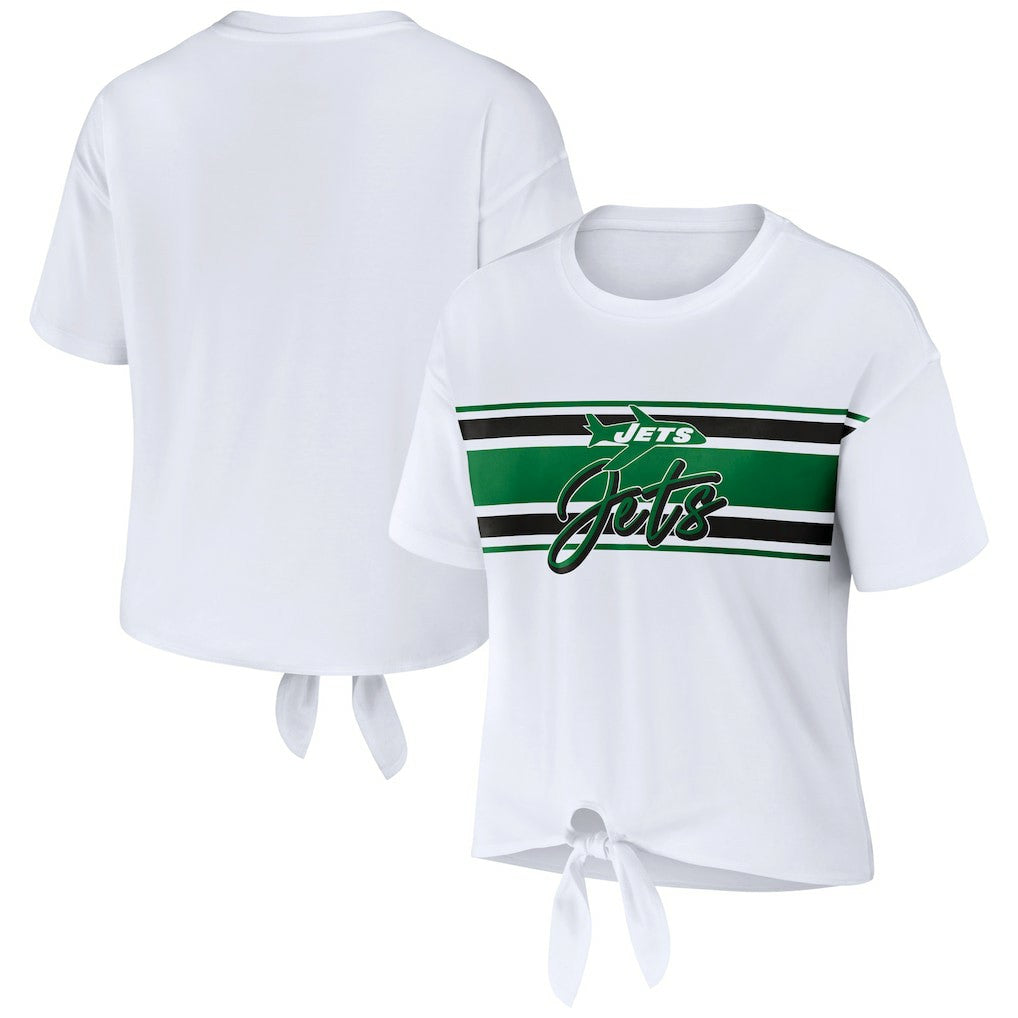WEAR by Erin Andrews Women's Front Tie Retro T-Shirt - New York Jets T-shirts