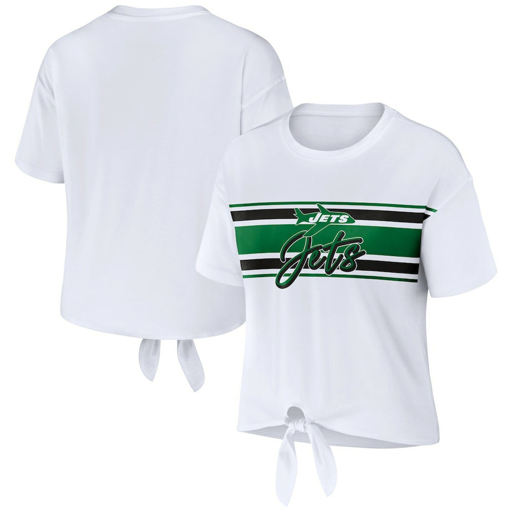 WEAR by Erin Andrews Women's Front Tie Retro T-Shirt - New York Jets T-shirts