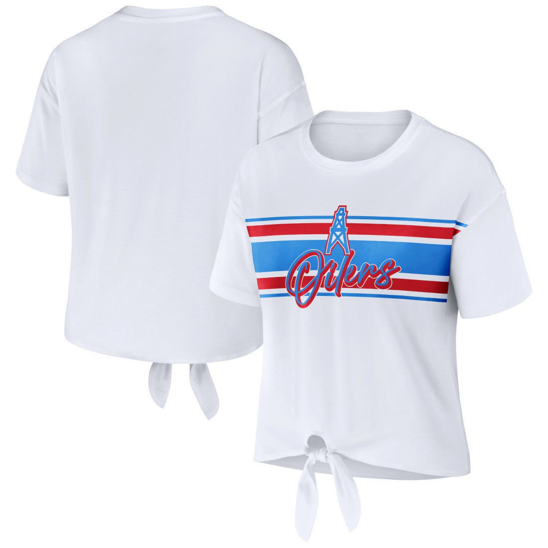 WEAR by Erin Andrews Women's Front Tie Retro T-Shirt - Tennessee Titans T-shirts