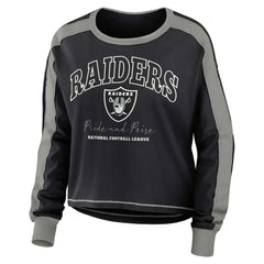 WEAR by Erin Andrews Women's Color Block Modest Crop Long Sleeve T-Shirt - Las Vegas Raiders T-shirts