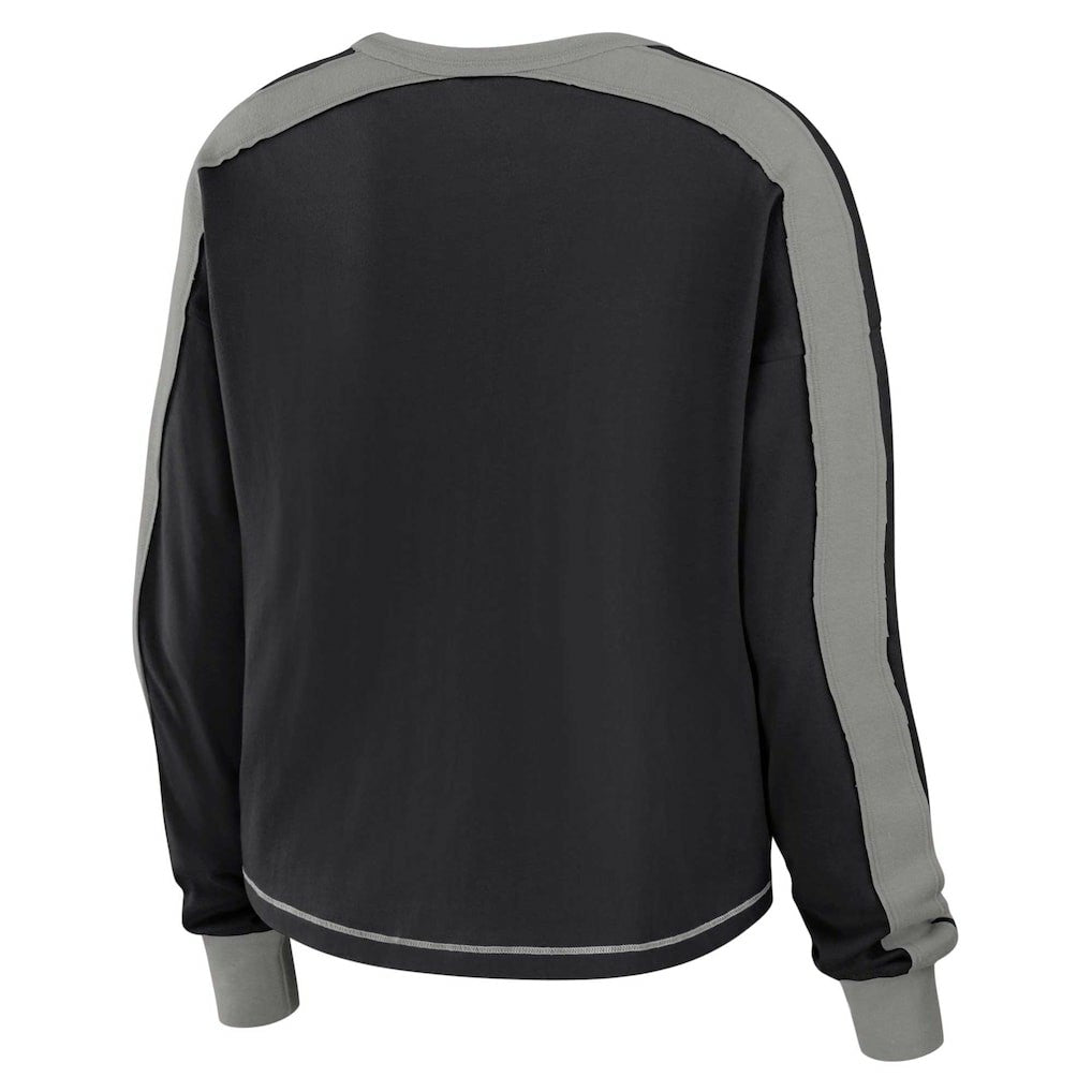 WEAR by Erin Andrews Women's Color Block Modest Crop Long Sleeve T-Shirt - Las Vegas Raiders T-shirts