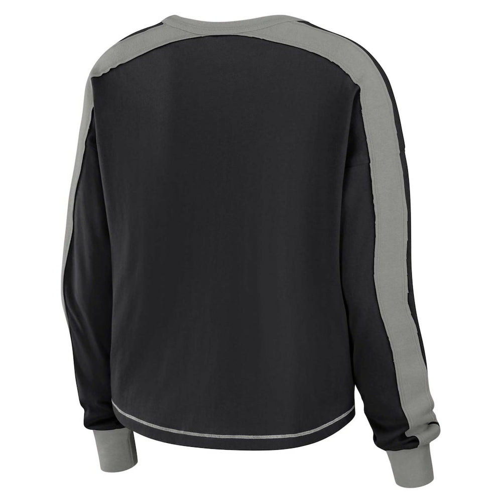 WEAR by Erin Andrews Women's Color Block Modest Crop Long Sleeve T-Shirt - Las Vegas Raiders T-shirts